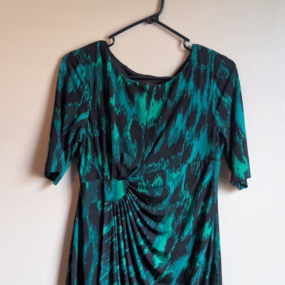 Connected Apparel Teal and Black Long Sleeve Dress